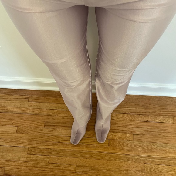 Velvet heeled ankle boots in lilac - Picture 7 of 8